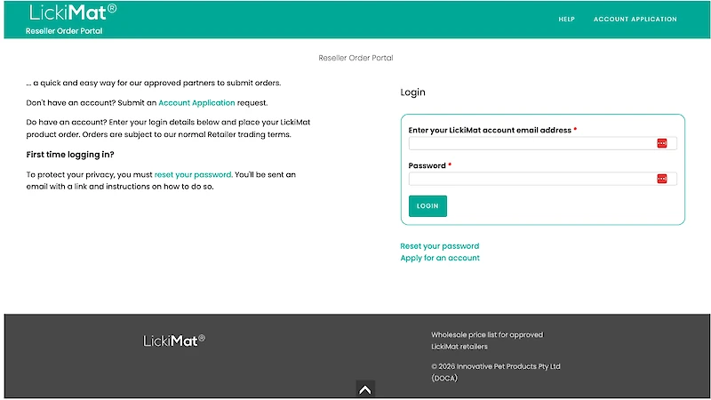 LickiMat Reseller Order Portal